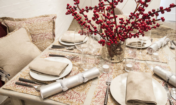 Set of Reversible Linen Placemats and Napkins